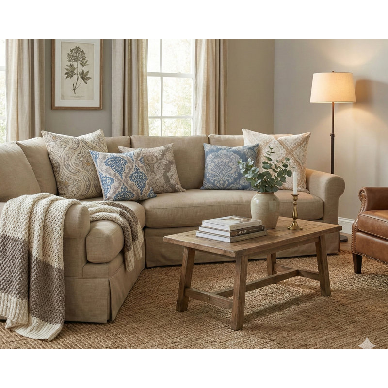Coussin 100% coton Magnolia Home Fashions, Plumes, Brun clair damassé, H 16 po x l 16 po
