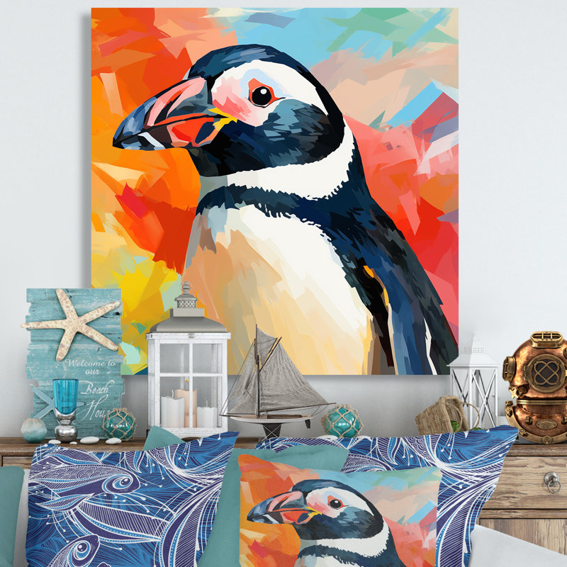 Pop Art Penguin Parade Charm I - art mural pingouin, Toile tendue, H 16 po x l 16 po x P 1 po