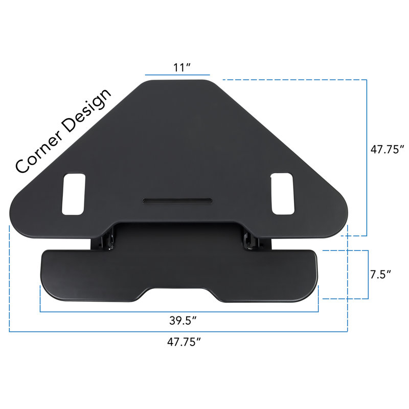 Mount-It! Corner Standing Desk Converter, Height Adjustable 43 Wide Desktop with Gas Spring Handle