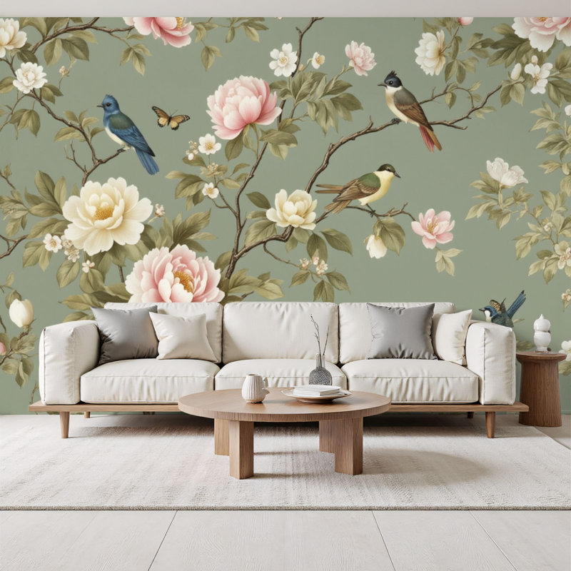 Papier peint auto-adhésif Chinoiserie, L 96 po x l 69 po