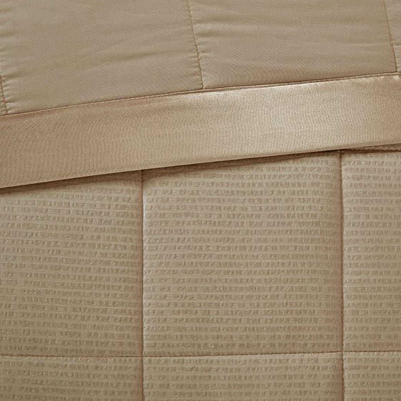 Taupe Twin Oversized Down Alternative Blanket with Satin Trim