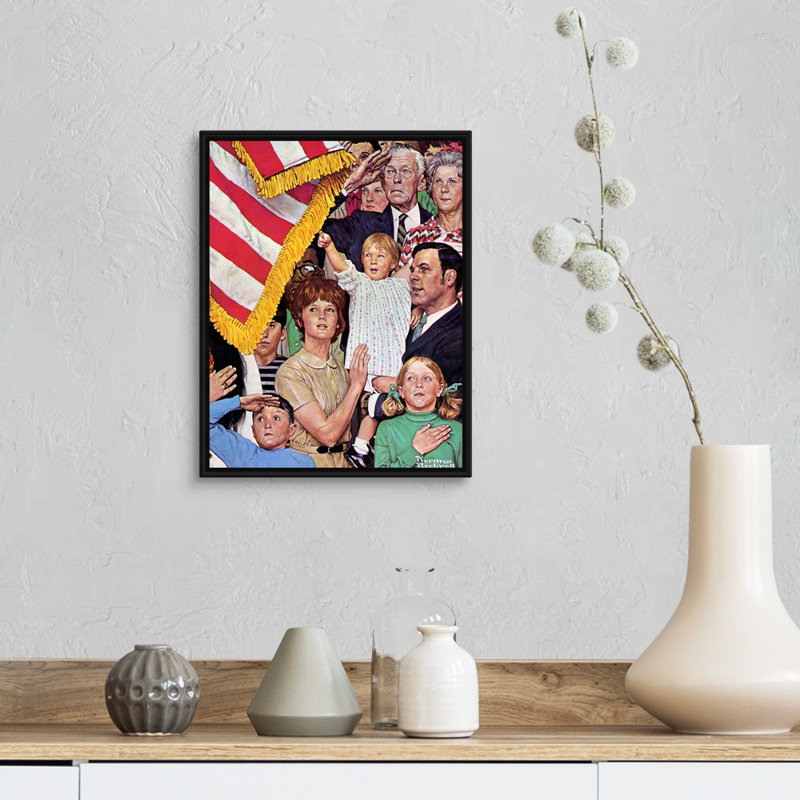 «Salute The Flag», art mural sur toile, Cadre flottant noir, H 16 po x l 13 po x P 1,75 po