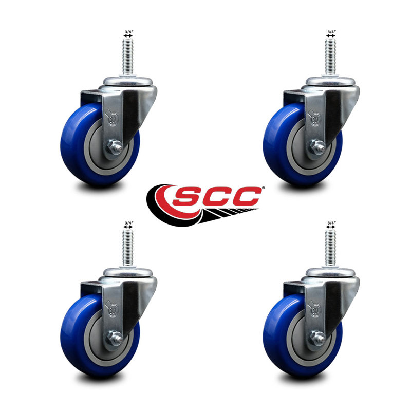 3,5 pouces_Moteur pivotant sur roulettes 3/4 po, Bleu