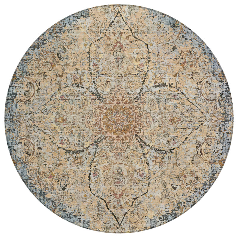 Machine Washable Indoor/Outdoor Colman ACN2136 Global Rug, Round 8'