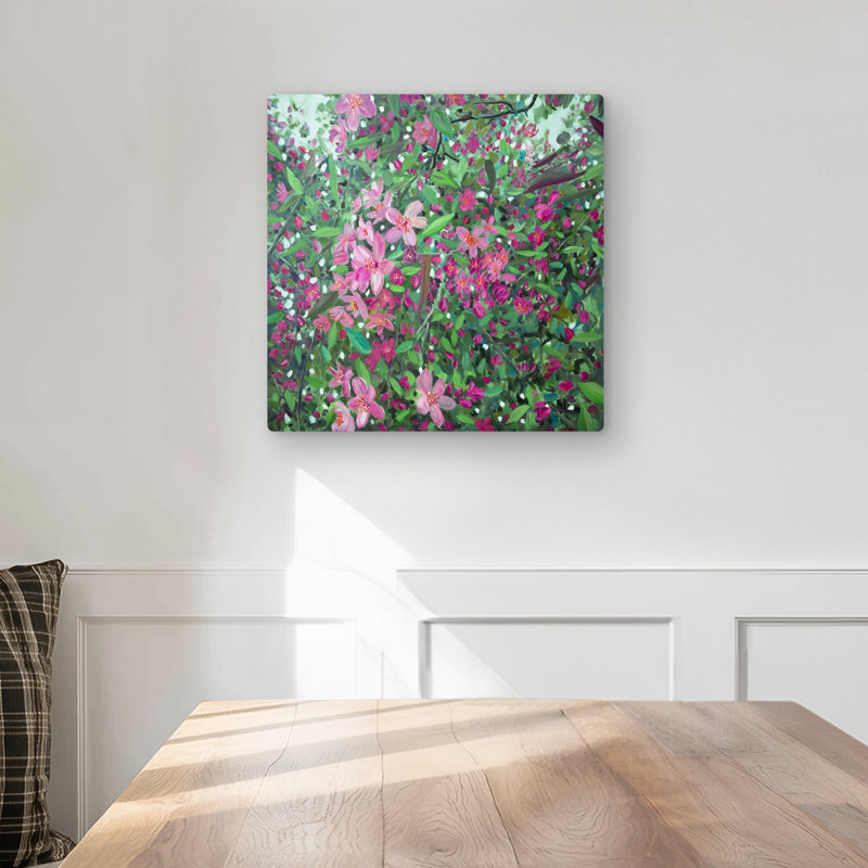 Cherry Tree Blooming Metal Print | Illustrative Bedroom Decor