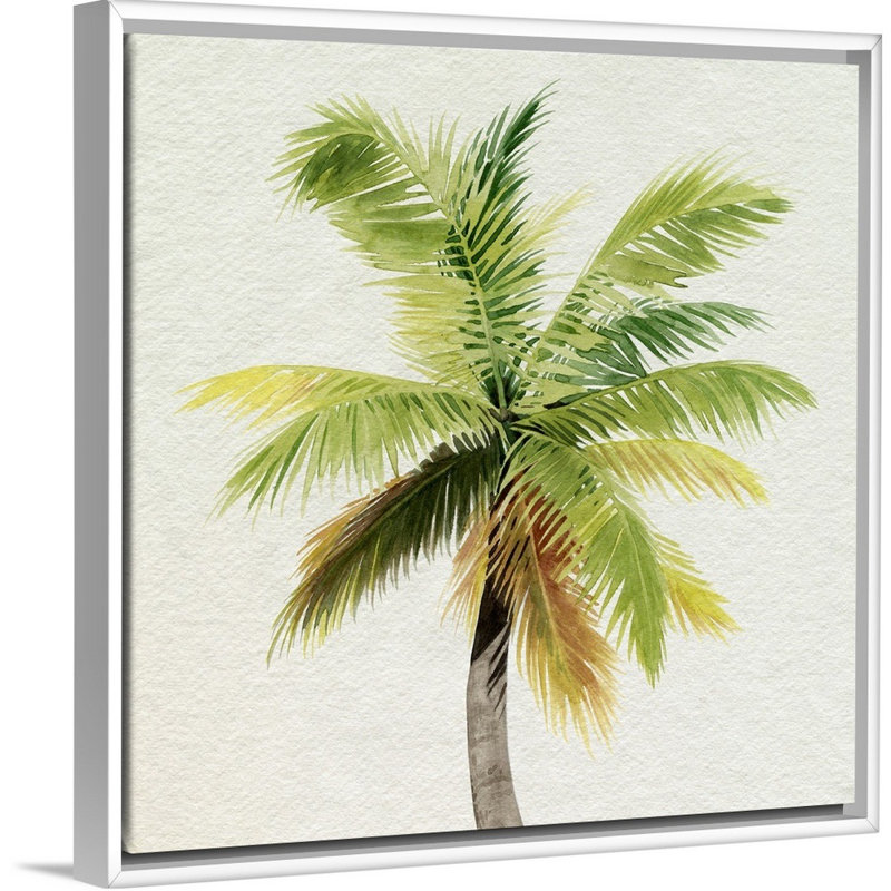 «Coco Watercolor Palm II», art mural sur toile, H 36 po x l 36 po x P 1,75 po, Toile avec cadre blanc