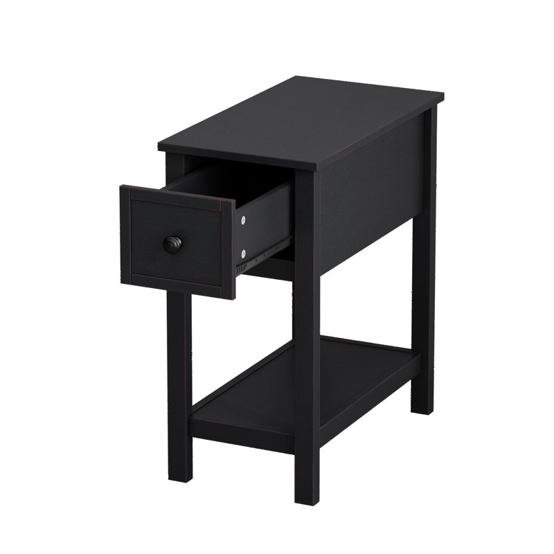 Table peu encombrante avec 1 tiroir et 1 tablette fixe