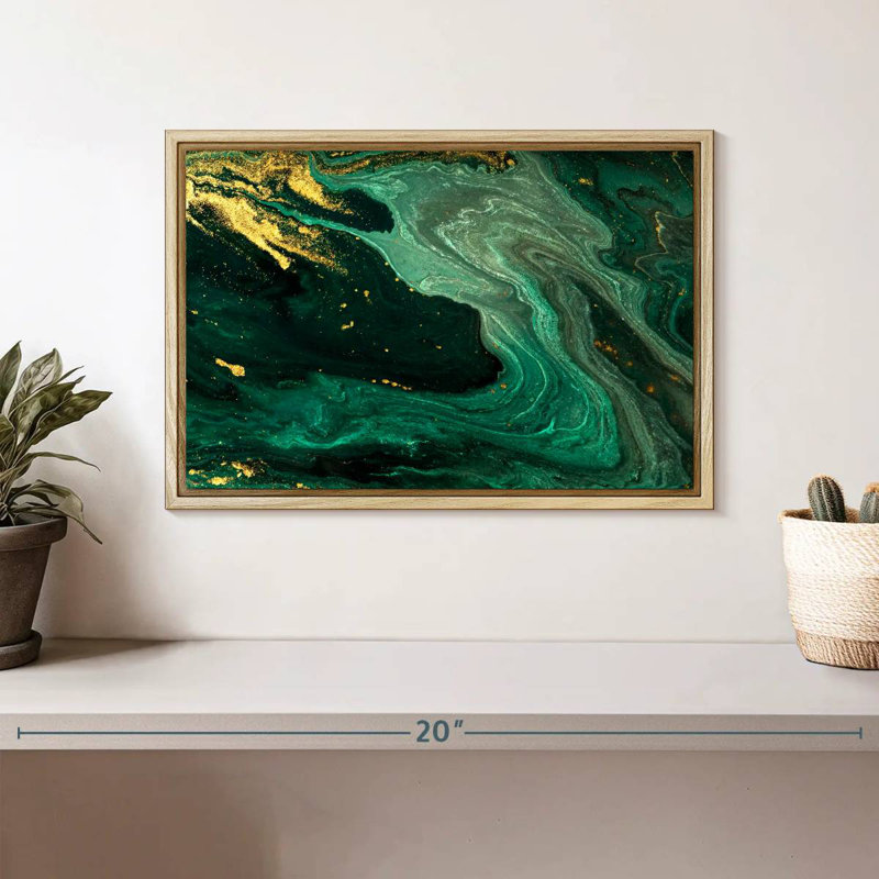 Vert et doré Grieco, Cadre flottant en bois naturel, 13 po x 9 po
