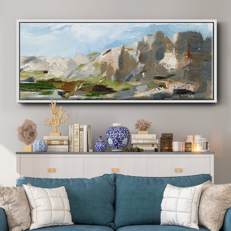 Western Cliffs II- Framed Canvas, 20" H x 50" W