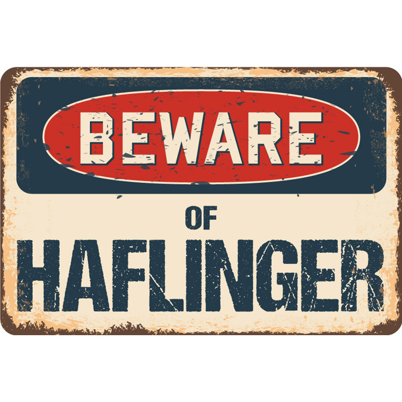 Panneau «Beware of Haflinger», H 10 po x l 14 po x P 0,1 po