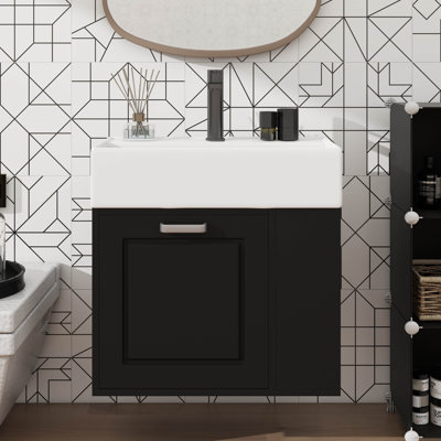 Meuble-lavabo de 21,8 po avec lavabo, armoire flottante murale, grand tiroir et tablette réglable