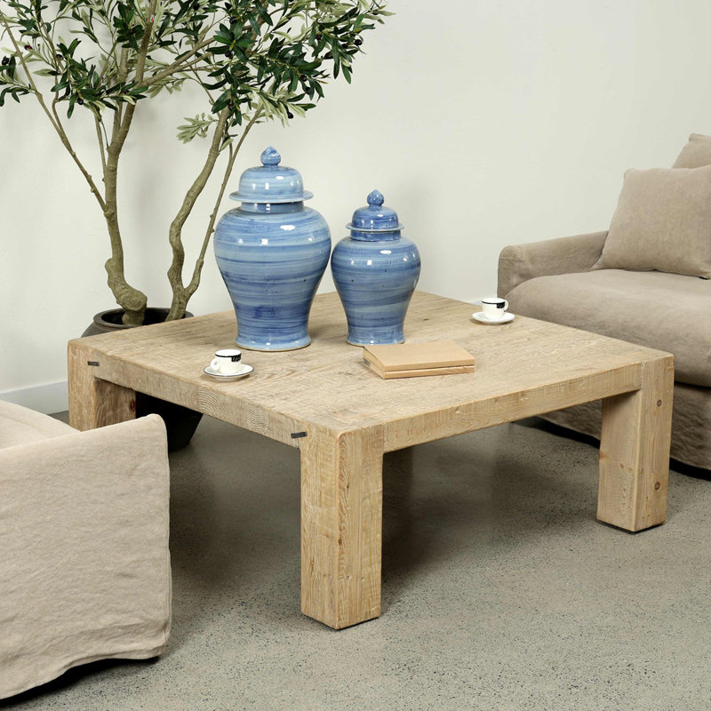 55" Square Ravello Coffee Table Weathered Warm Wood Tone, 17.7" H x 55" W x 55" D