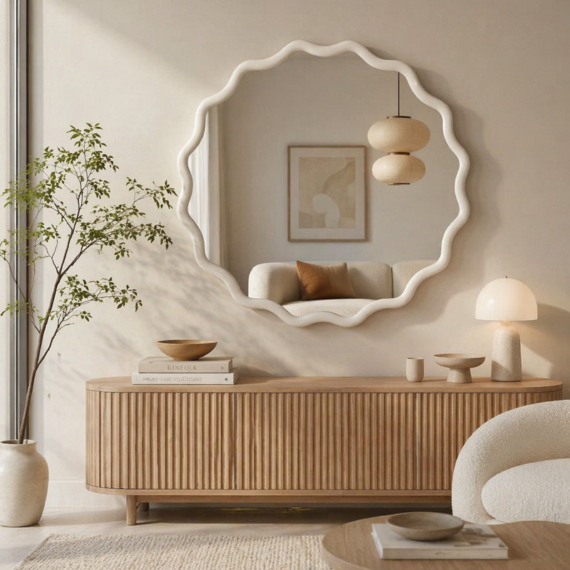 Miroir Wavy, Blanc, L 24 po