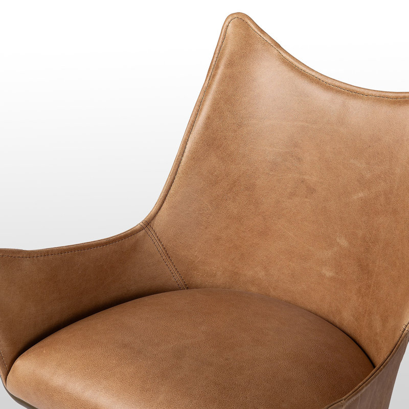 Truman Leather Swivel Office Chair, Taupe Brown