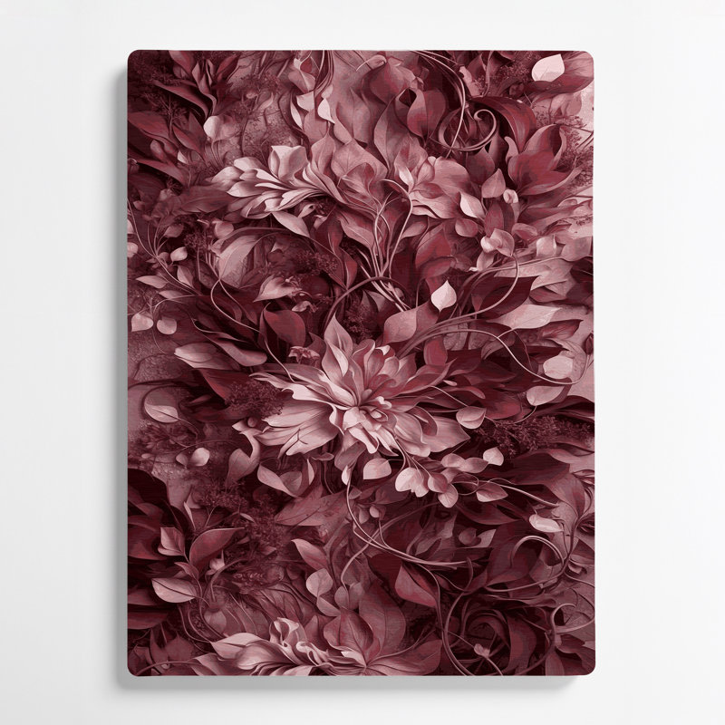 Abstrait floral 5, art mural en métal rouge, H 11 po x l 14 po