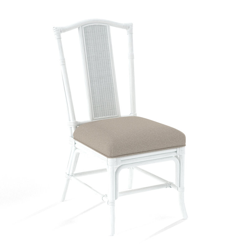 Drury Lane Slat Back Side Dining Chair, Frost White, Soft Foliage; 0535-56