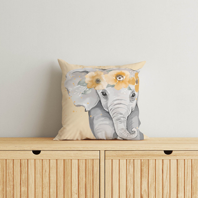 Coussin Elephant, H 18 po x l 18 po