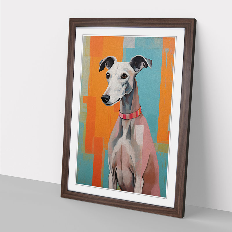 Whippet Colour Field No.3 - Framed Print, Walnut, 64cm H x 46cm W x 2cm D