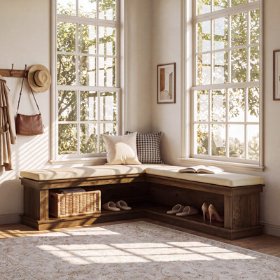 L-Shaped Corner Shoe Bench With Cushion
