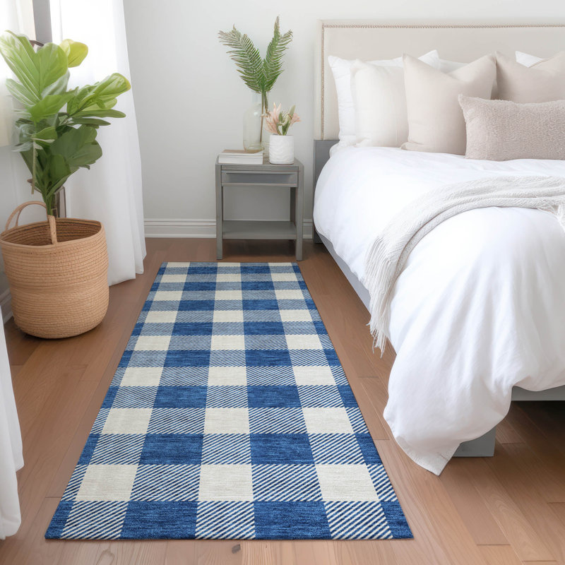 Premium Machine Washable Prisco Navy Rug, Runner 2'3" x 7'6"