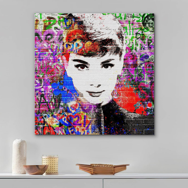 Brique Audrey Hepburn sur toile, art audacieux, H 12 po x l 12 po x P 1,5 po