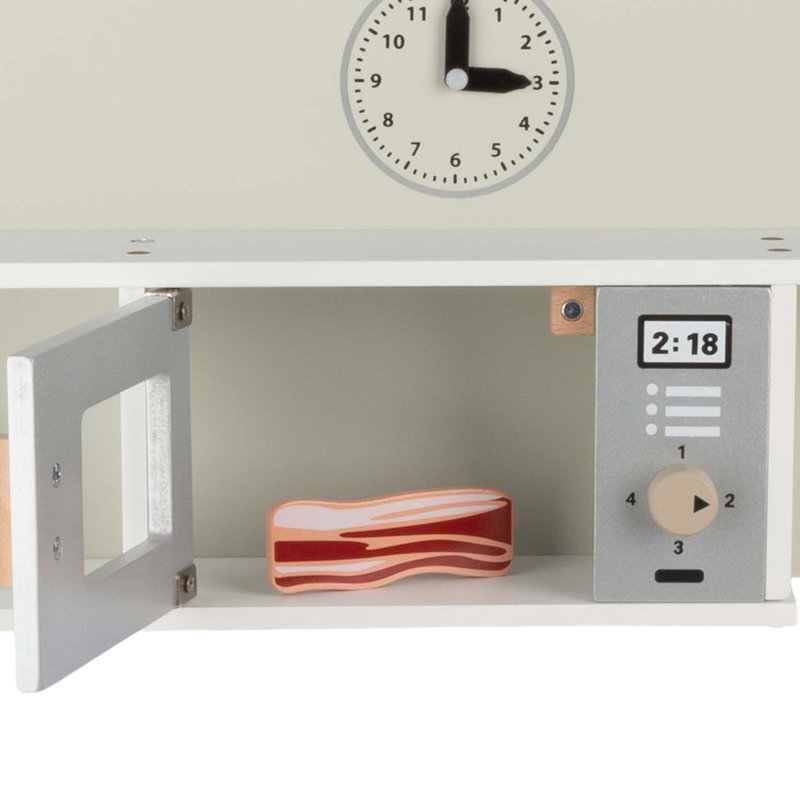 White and Gray Wooden Toddler Kitchen Playset with Accessories