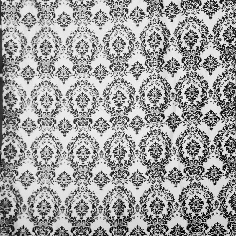 Damask Tailored Window Valance, 72" W x 7" L, Black/Lime Green