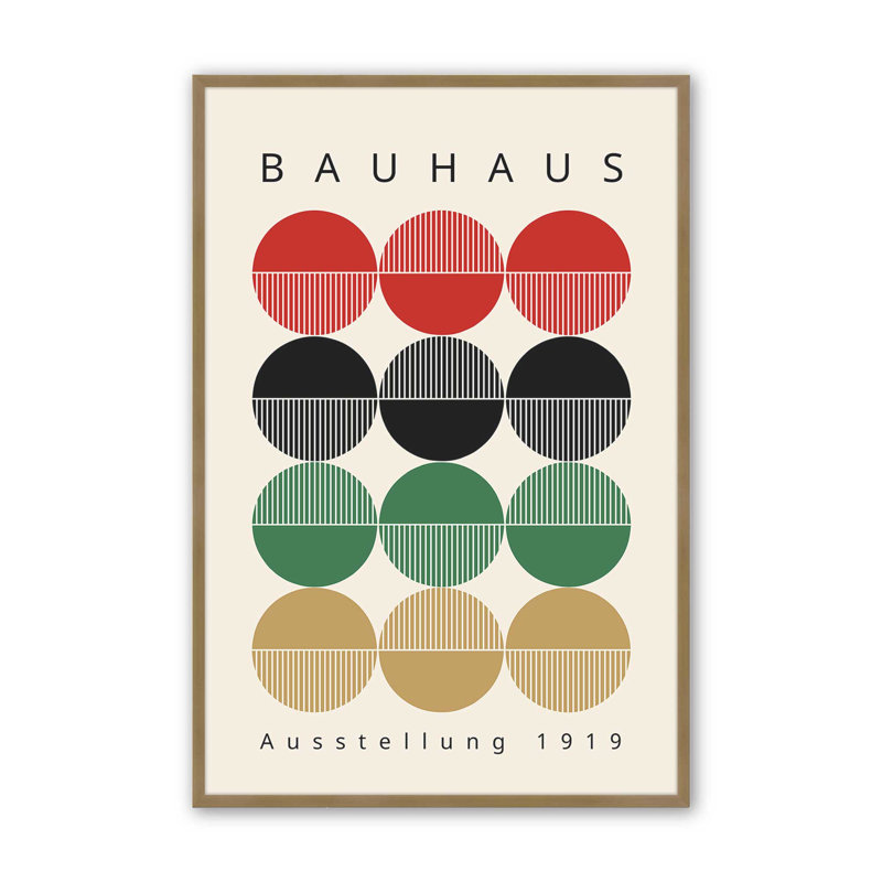 Cercles de Bauhaus rétro, Cadre simple brossé doré, H 15,25 po x l 12,25 po