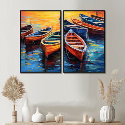 Boats In The Harbour I - Modern Canvas Wall Art