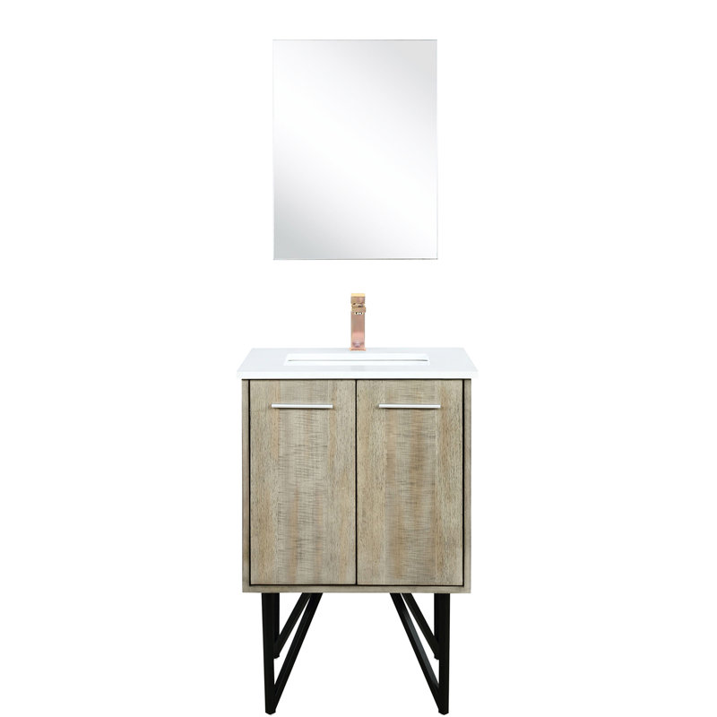 24 po De meuble-lavabo rustique l 20 po x P 20 po avec robinet en marbre et or rose, 24"