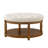 Large Round Upholstered Tufted Linen Ottoman Coffee Table-100948653