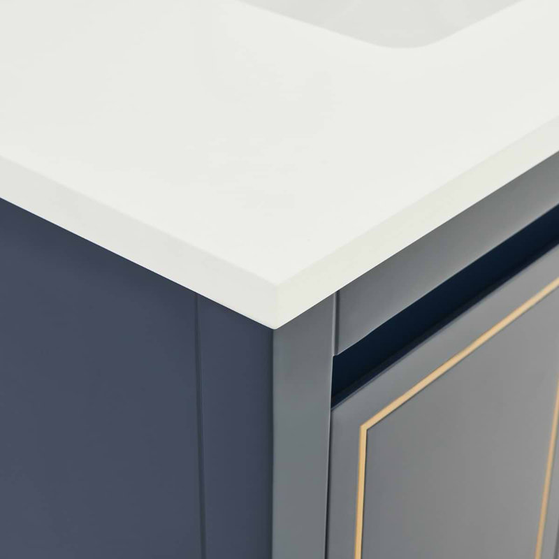 Province 36" Freestanding Standard Single Bathroom Vanity with Top, Navy, Gold
