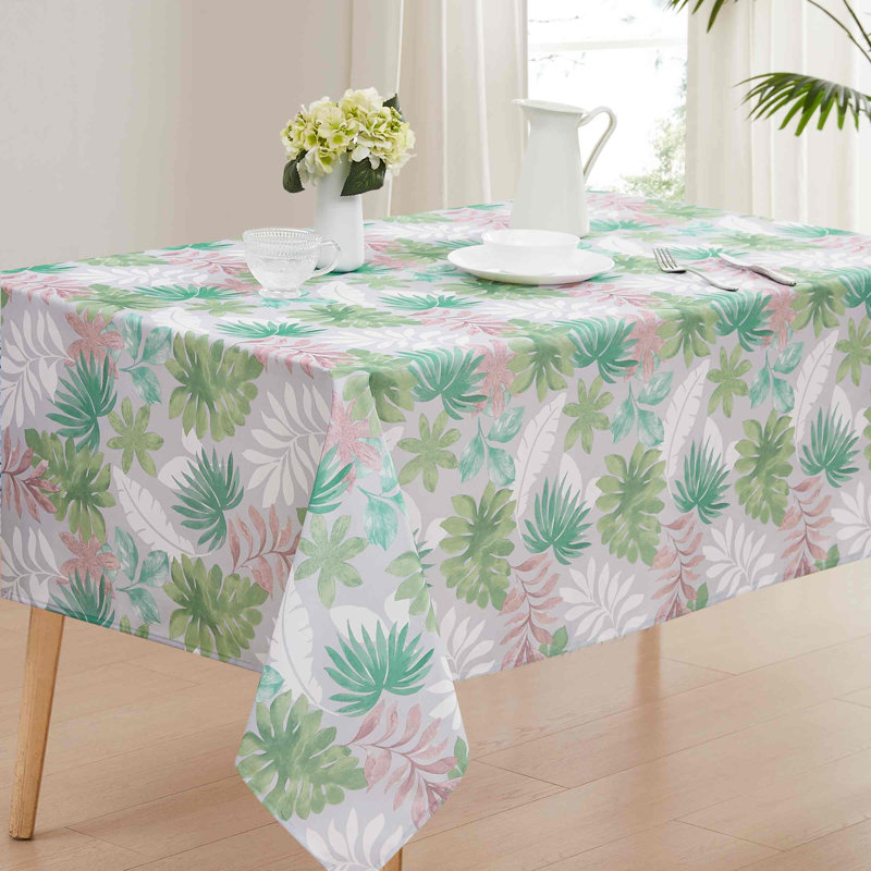 Tropical Palm Leaves Multi-Color Polyester Tablecloth, 60" x 84"