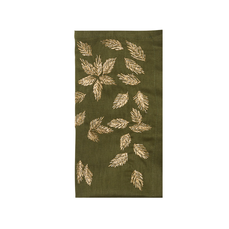 Gilded Breeze Napkin, Olive/Gold