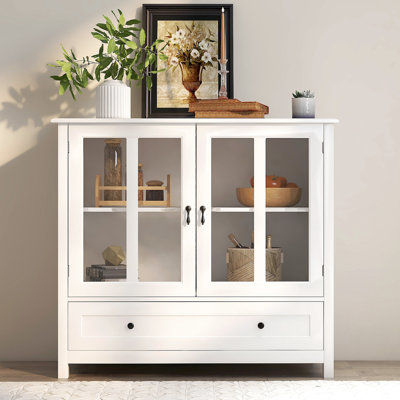 Buffet blanc avec espaces de rangement fonctionnels et tiroir - Buffet pour salon ou cuisine
