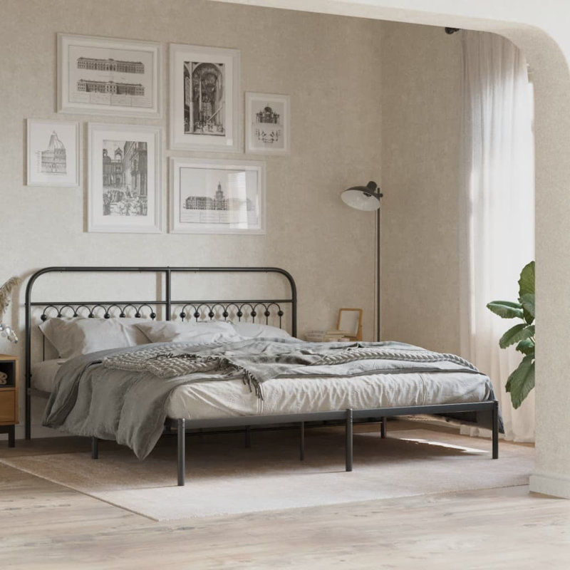 Lantremange Metal Bed, Black, 100cm H x 219cm W x 187cm D