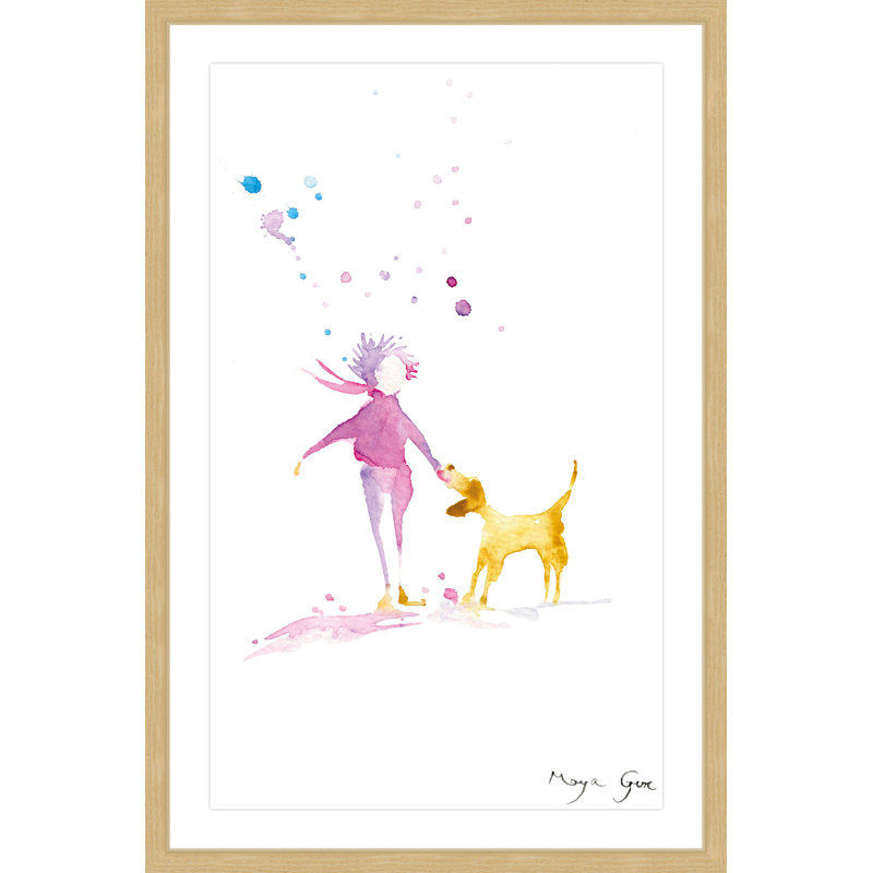 « femme & dog » par maya gur, reproduction d’art encadrée, H 24 po x l 16 po x P 1,5 po