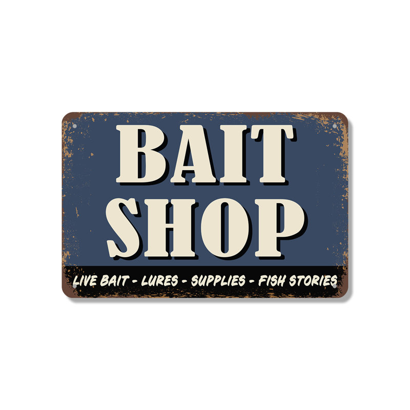 Bait Shop (paquet de 2) enseigne fantaisie en aluminium 7 po x 10 po
