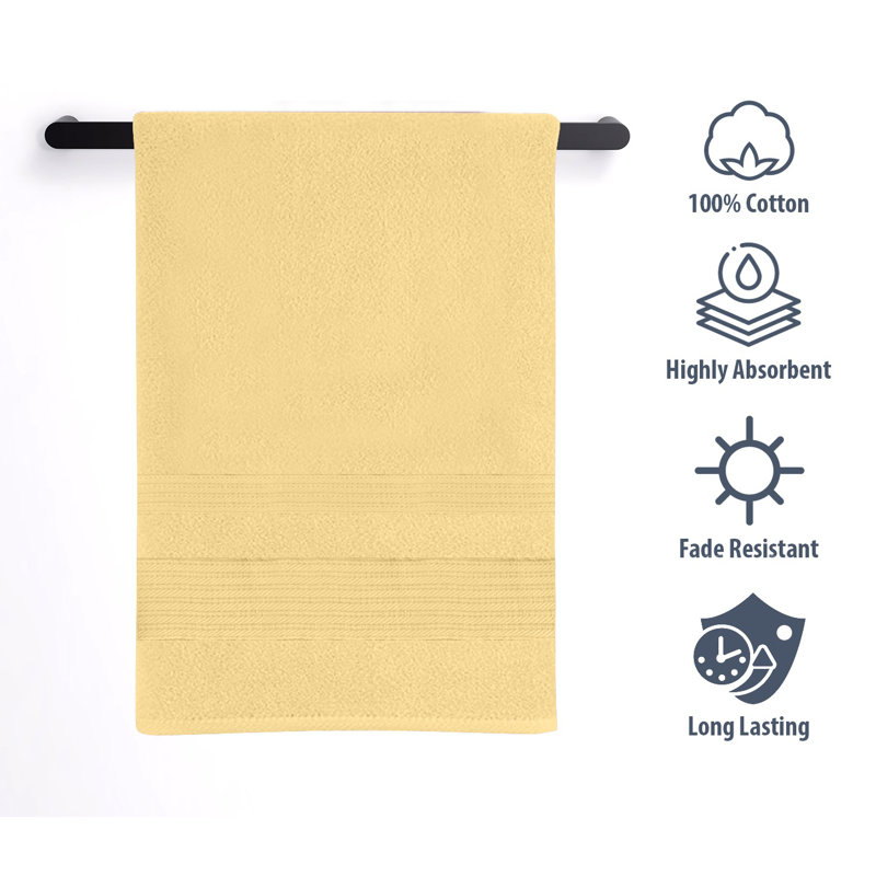  Ensemble de 5 serviettes de bain 100% coton, Jaune soleil