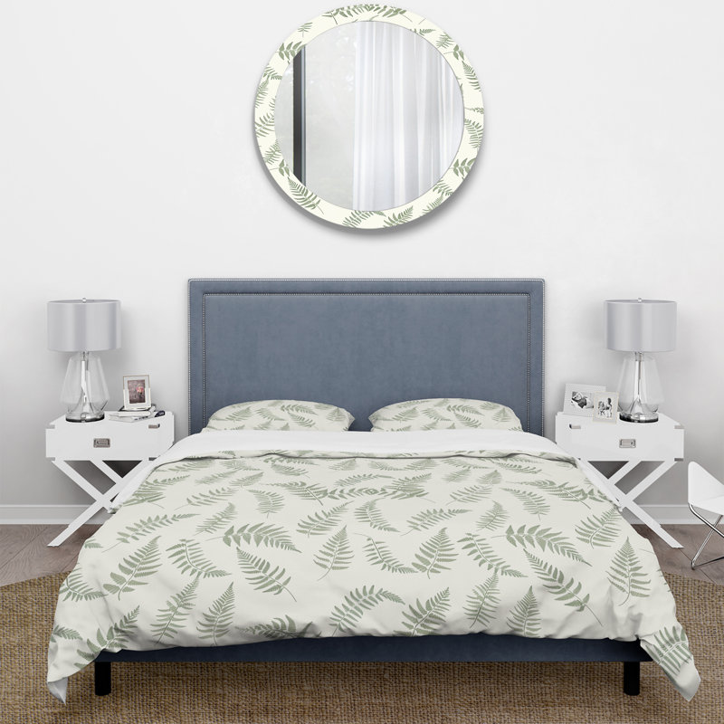 Ensemble de housse de couette Green Beige Fern Harmony I - Plants, Housse de couette simple et deux taies décorative