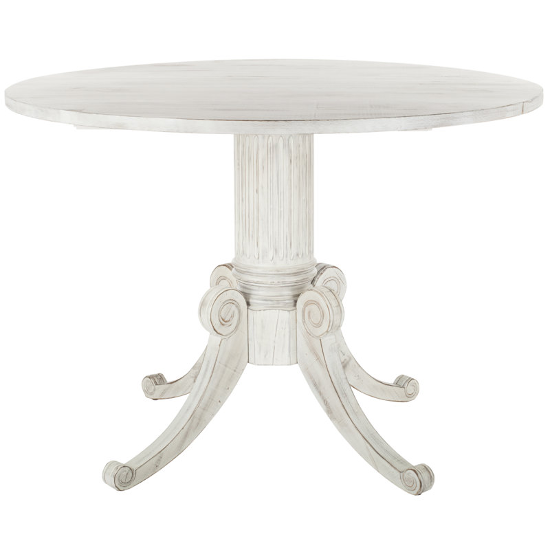 Denholme 2 - Person Pine Solid Wood Top Pedestal Dining Set, Black/Natural, Antique White