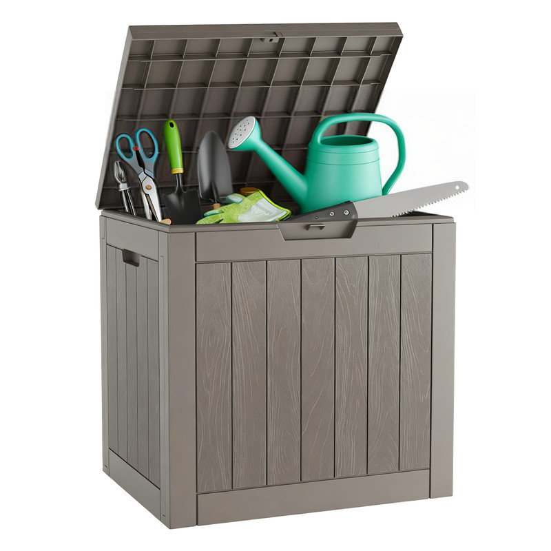 Boîte de rangement verrouillable 35 gallons - Rangement extérieur en résine résistant aux intempéries avec siège, Grey
