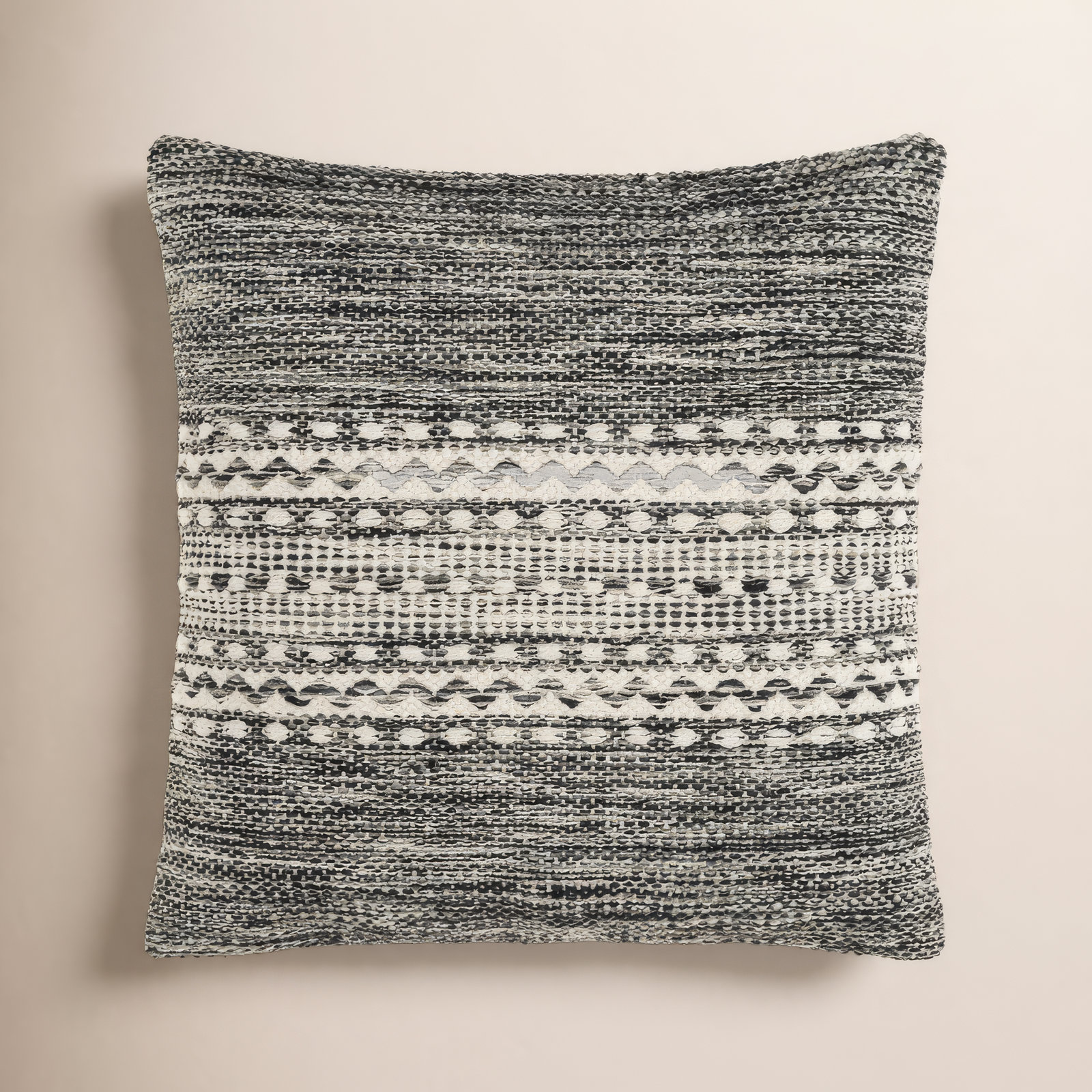 Julian Geometric Cotton Throw Pillow, Black/Charcoal, 18" x 18", Pillow Cover Only - No Insert