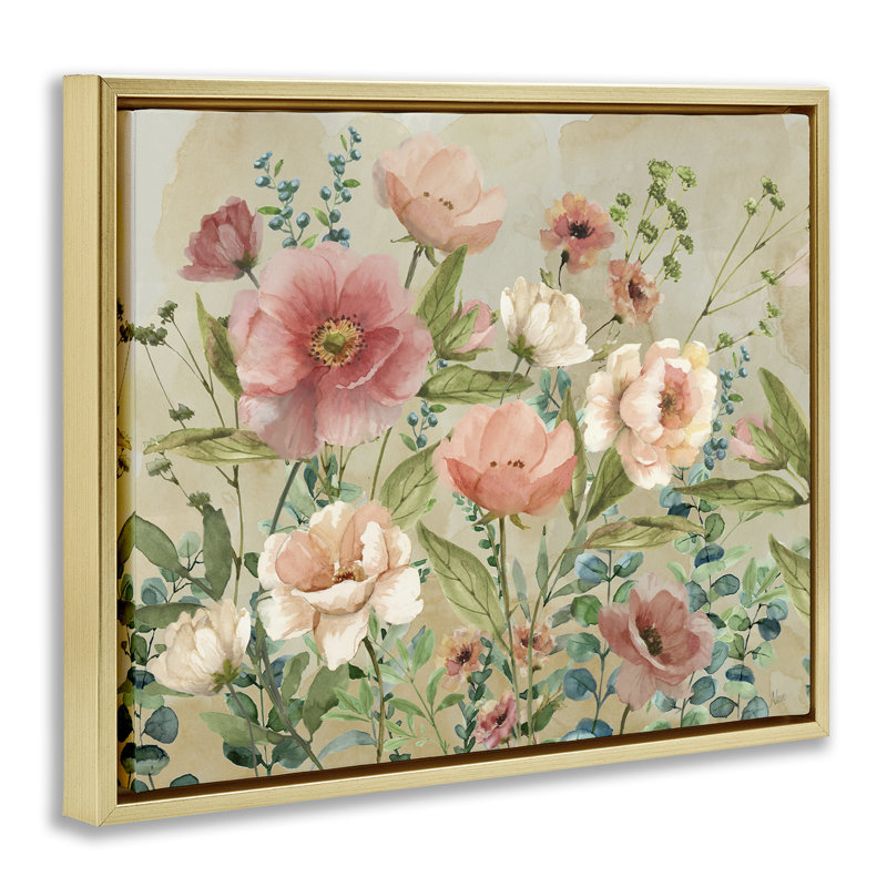 Grappe de fleurs printanières, Cadre flottant gris lustré, H 17 po x l 21 po