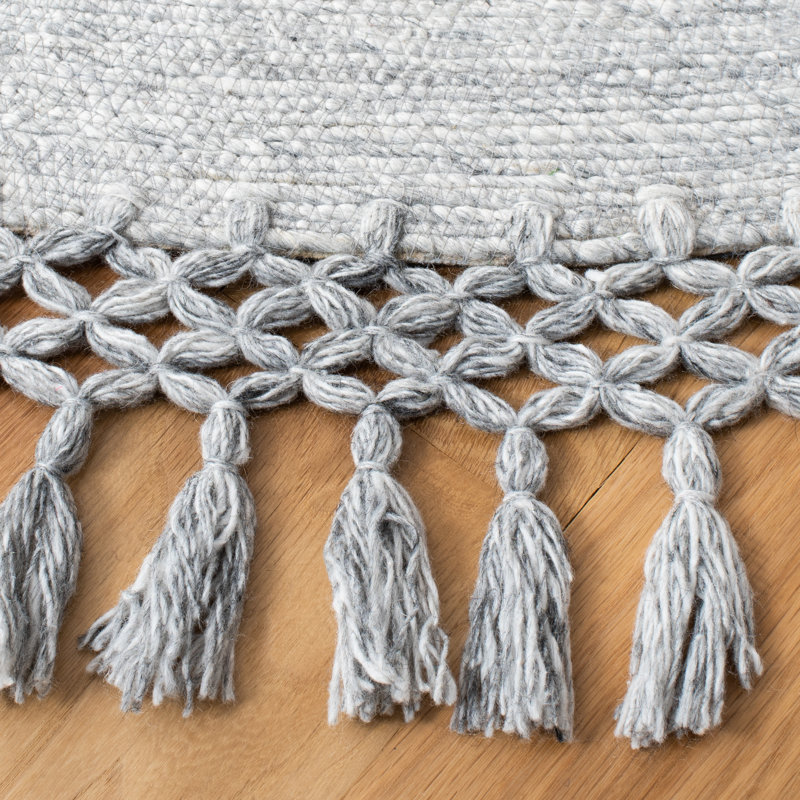 Tapis gris touffeté à la main Cuevas, Rond 6 pi