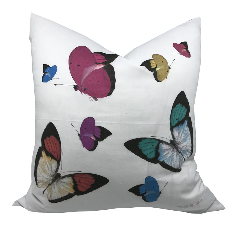 Butterflies Linen Cotton 22x22" Square Pillow