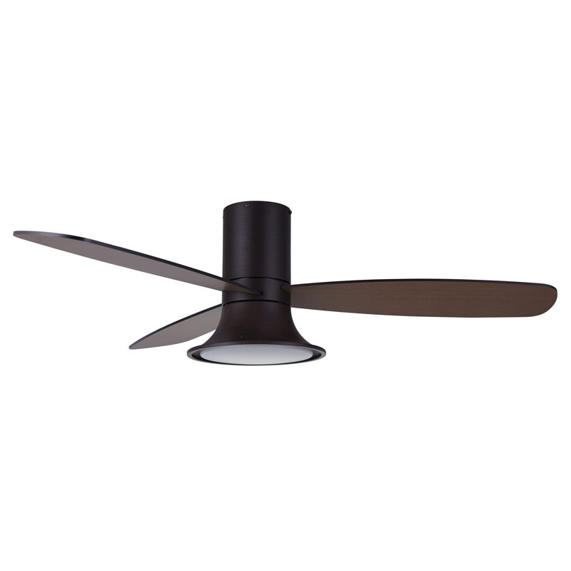 Flusso 52" Flush Mount DC Indoor/Outdoor Ceiling Fan with Light and Remote, Damp Rated, Low Profile Rustic Ceiling Fan