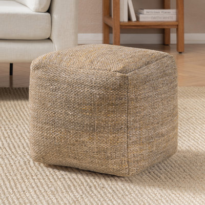 Teagan 16" Dark Brown Upholstered Pouf Ottoman
