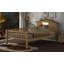 Lit plateforme simple en bois avec tête de lit en forme de maison, DEL et rangement intégré
