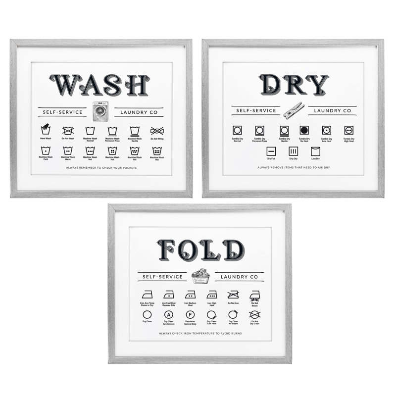 «Wash Dry Fold», Cadre de ferme gris, H 13 po x l 48 po